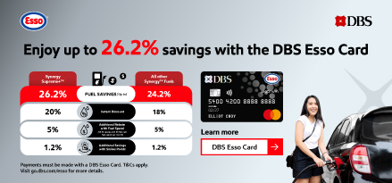 Enjoy even greater savings with the DBS Esso card!